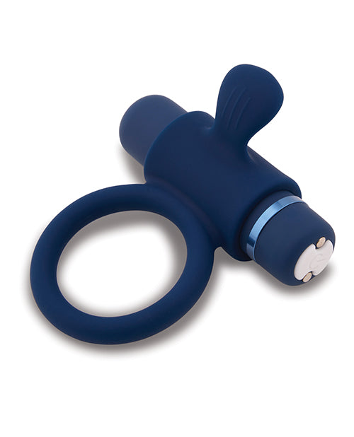 Nu Sensuelle Rev Silicone 7 fonctions Bague balle en silicone avec pointe vibrante – Bleu marine