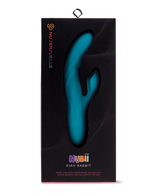 Vibromasseur lapin Nu Sensuelle | Vibromasseur point G Nubii Kiah Turbo Boost | Vibromasseur clitoridien bleu chauffant à double stimulation
