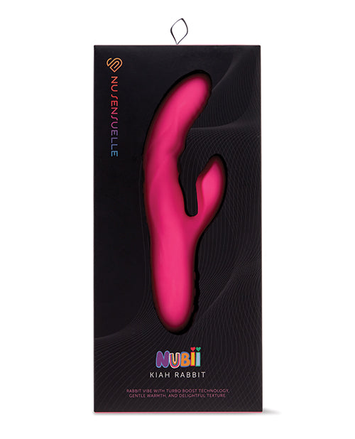 Vibromasseur lapin Nu Sensuelle | Vibromasseur point G Nubii Kiah Turbo Boost | Vibromasseur clitoridien chauffant à double stimulation rose