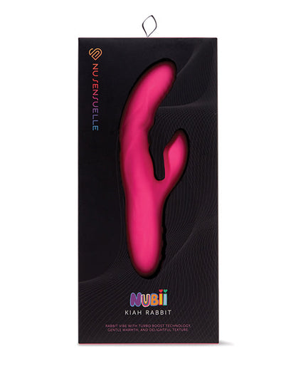 Vibromasseur lapin Nu Sensuelle | Vibromasseur point G Nubii Kiah Turbo Boost | Vibromasseur clitoridien chauffant à double stimulation rose