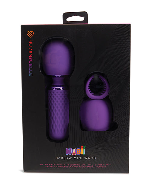Nu Sensuelle Harlow Mini Varita con Accesorio Masturbador - Púrpura