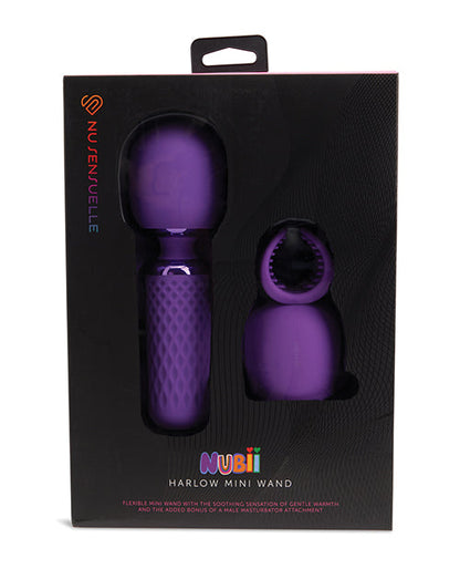 Nu Sensuelle Harlow Mini Varita con Accesorio Masturbador - Púrpura