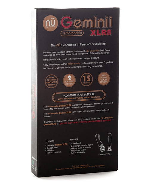 Nu Sensuelle Geminii XLR8 Turbo Boost Point G - Bleu Électrique