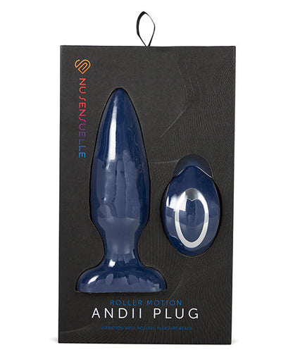 Vibromasseur Plug Anal Vertical avec Billes Nu Sensuelle Andii - Bleu Marine
