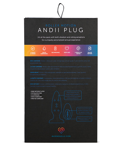 Vibromasseur Plug Anal Vertical avec Billes Nu Sensuelle Andii - Bleu Marine