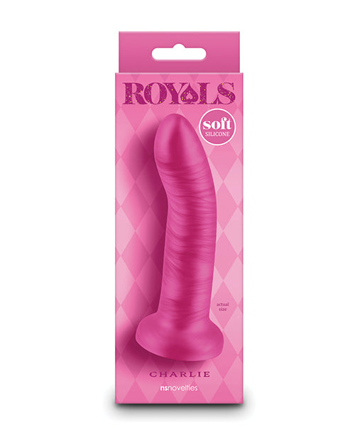 Royals - Gros gode de 12,7 cm | Gode réaliste Charlie incurvé | Gode rose métallisé | Gode à ventouse