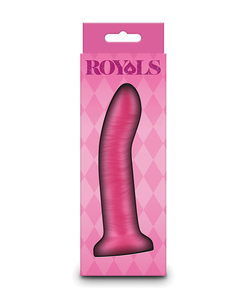 Royals - Gros gode de 12,7 cm | Gode réaliste Charlie incurvé | Gode rose métallisé | Gode à ventouse