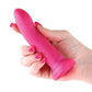 Royals - Gros gode de 12,7 cm | Gode réaliste Charlie incurvé | Gode rose métallisé | Gode à ventouse