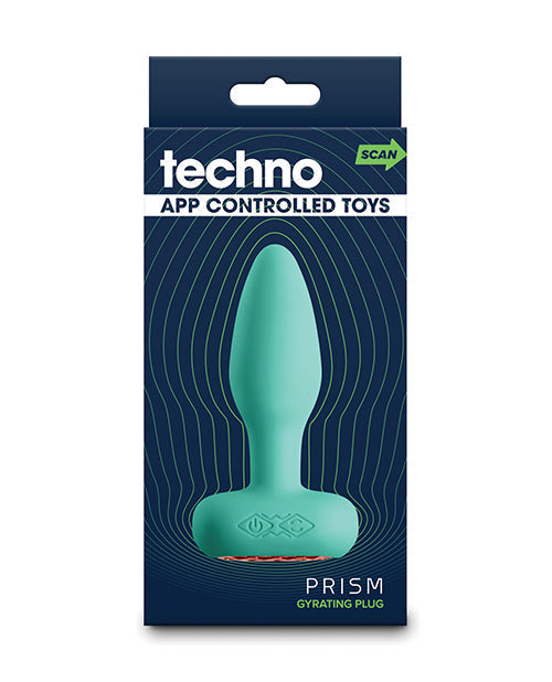 Techno Prism Plug Anal Rotatif et Vibrant Contrôlé par App - Bleu sarcelle
