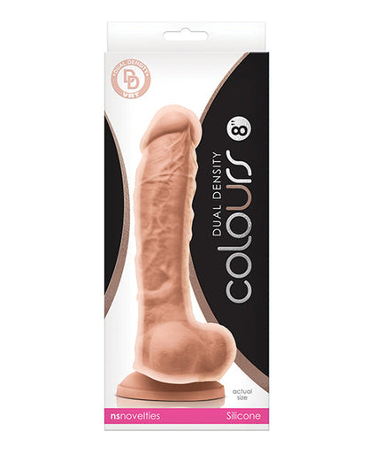 Colours Dildo realista de doble densidad | Dildo grande de 8" blanco | Dildo con ventosa