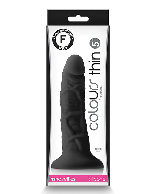 Colours Pleasures Dildo realista | Dildo grande negro de 12,7 cm | Dildo fino con ventosa