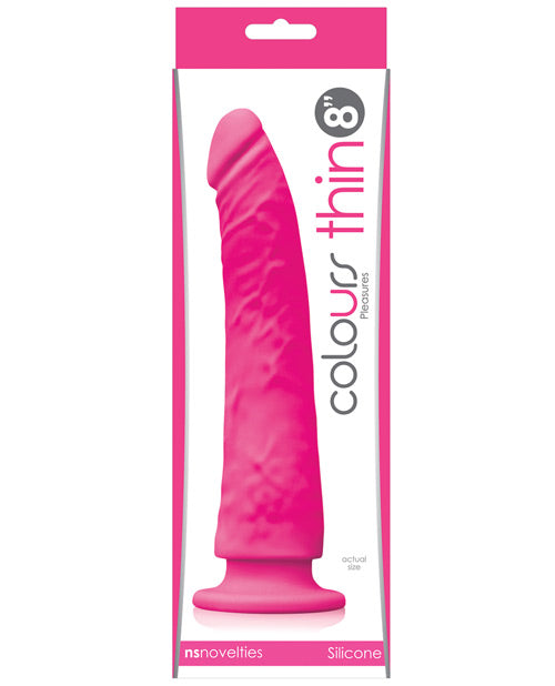 Colores Placeres Dildo Realista | Dildo Grande Delgado de 8" Rosa | Dildo con Ventosa