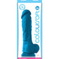 Gros godemichet ColourSoft de 8 pouces | Godemichet réaliste bleu | Godemichet à ventouse