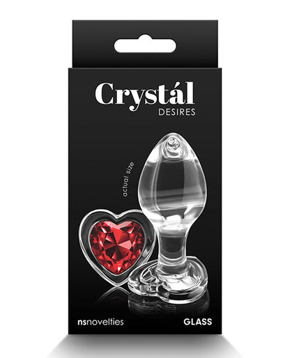 Crystal Desires Plug anal en forme de cœur en verre, taille M – Rouge