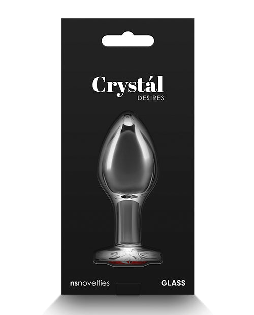 Crystal Desires Plug anal en forme de cœur en verre, taille M – Rouge