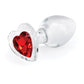 Crystal Desires Plug anal en forme de cœur en verre, taille M – Rouge