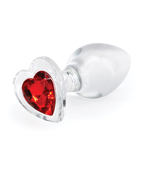 Crystal Desires Plug anal en forme de cœur en verre, taille M – Rouge