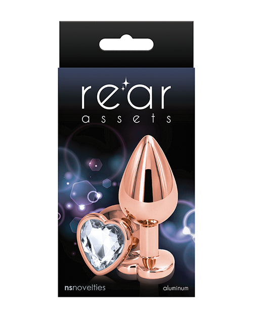 Actifs arrières Cœur en or rose moyen - Transparent