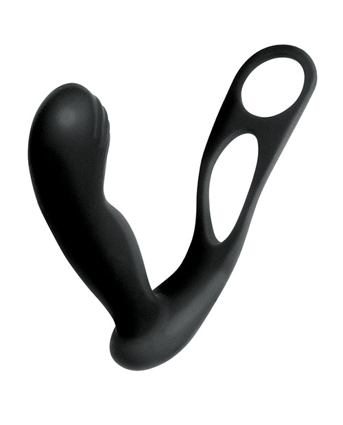 Masajeador de próstata Butts Up con anillo escrotal y para el pene - Negro