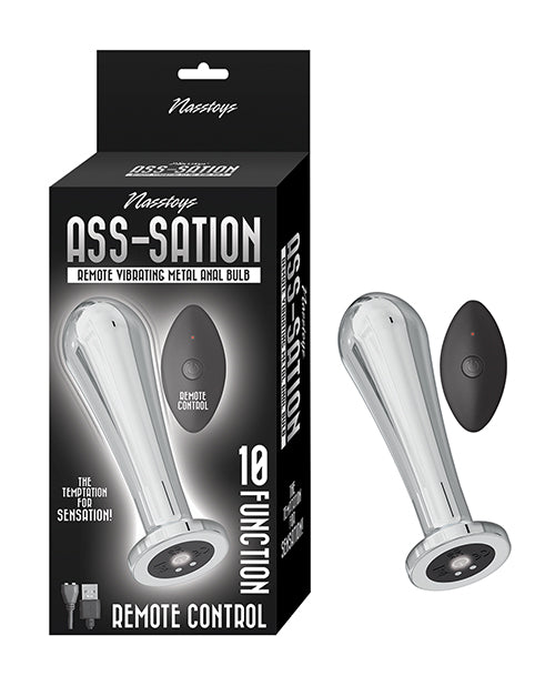 Ass-sation Ampoule anale vibrante en métal à distance - Argent