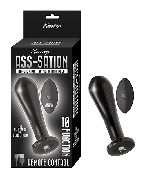 Poire anale vibrante en métal Ass-sation à télécommande - Noir