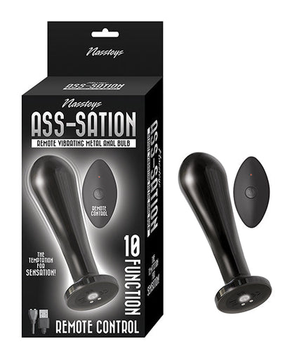 Poire anale vibrante en métal Ass-sation à télécommande - Noir
