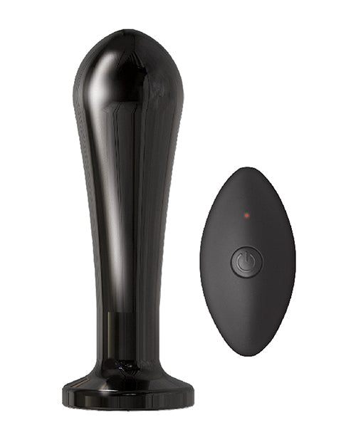 Poire anale vibrante en métal Ass-sation à télécommande - Noir