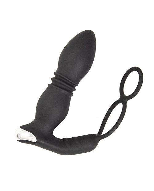 Tapón Anal Penetrador de Ass-station con Anillo para Pene y Bolas - Negro