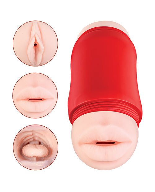 Delite Masturbador Oral y Vaginal de Doble Entrada - Blanco