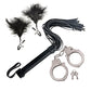 Conjunto de Látigo y Puños Bondage de Nasstoys - Negro