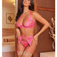 Aphrodite Lace Keyhole Bralette w/Garters & G-String - Raspberry S/M