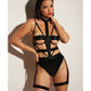 FETISH Body Nuisette en Vinyle Effet Échancré avec Armatures et Ras-de-Cou Noir TP/P