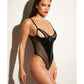 FETISH Bas Résille Coquin Body Nuisette Noir Grande Taille