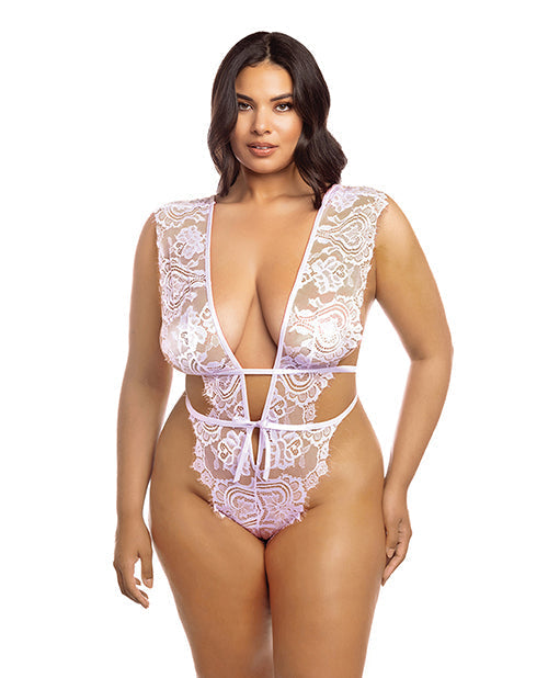 Imani Teddy de Copa Suave de Encaje para Pestañas con Talle Alto de Tule Rosa 1X/2X
