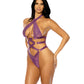 Teddy Camille à Licol en Dentelle et Lacets - Violet S/M