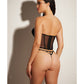 Bustier fétichiste motard en vinyle avec fermeture éclair avant et culotte noire TG