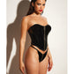 FETISH Rider Bustier de vinilo con cremallera delantera y braguita negra SM