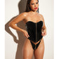 FETISH Rider Bustier de vinilo con cremallera delantera y braguita negra SM