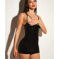 FETISH Ataduras Abierto Estantería Copa Vinilo y Malla Babydoll con Espalda Jaula Negro SM