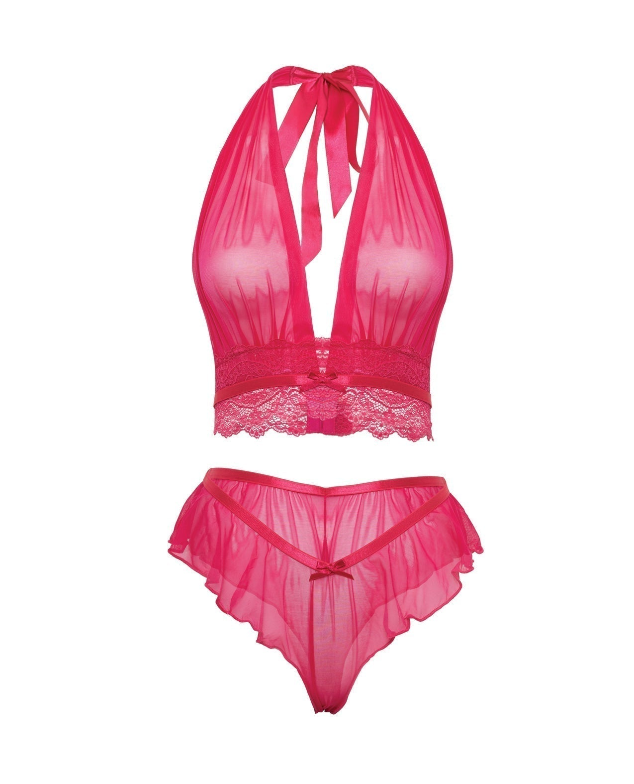 Ensemble 2 pièces Maylah Mesh & Dentelle Tour de Cou – Rose S/M