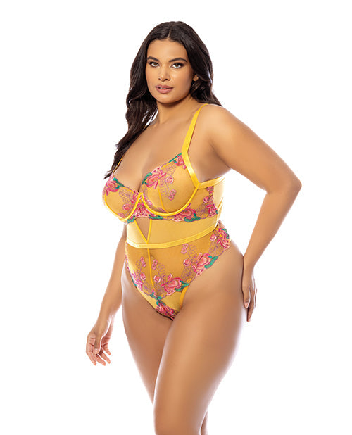 Body Elisabeth brodé sans doublure avec armatures – Jaune 1X
