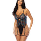 Body Teddy brodé sans doublure Lola avec porte-jarretelles intégrés – Noir M/D