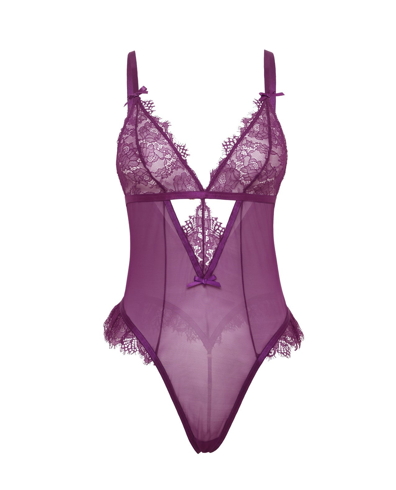 Body Katana en résille et dentelle - Violet 1X/2X