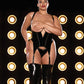 FETISH Merrywidow de vinilo con copa abierta y aros, con tanga - Negro 1X/2X