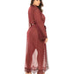Provence Eyelash Lace Floor Length Robe Zinfandel 1X/2X