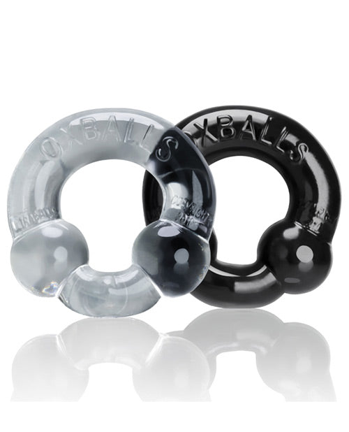 Anillos de pene Oxballs Ultraballs - Paquete de 2 negro/transparente
