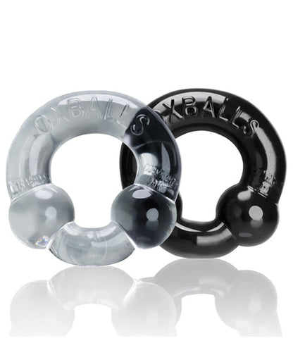 Anillos de pene Oxballs Ultraballs - Paquete de 2 negro/transparente