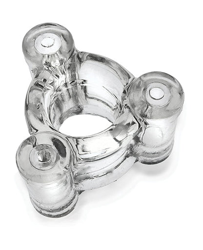 Oxballs Buzz Squeeze Estirador de testículos con vibración - Transparente