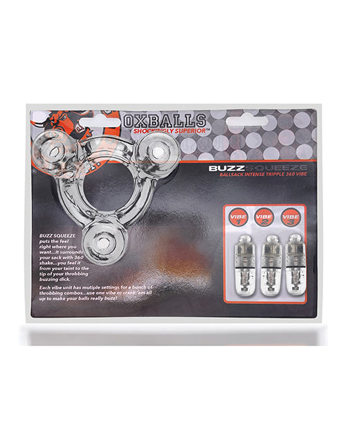 Oxballs Buzz Squeeze Estirador de testículos con vibración - Transparente