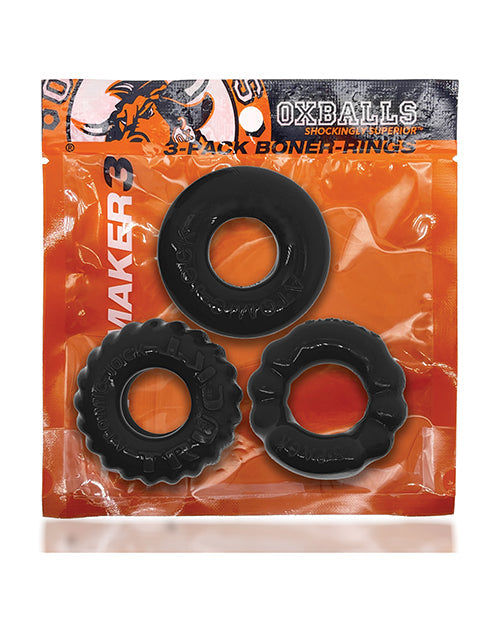 Kit de Anillos para Pene Oxballs Bonemaker, paquete de 3 - Negro
